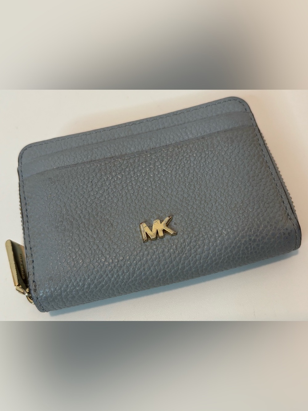 MICHAEL KORS ($138) Jet Set Travel Small  Steel Blue Pebbled Leather Wallet